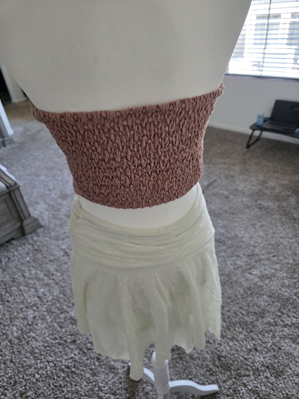 Lace Strapless Crop Top in Dusty Rose - Picture 6 of 7
